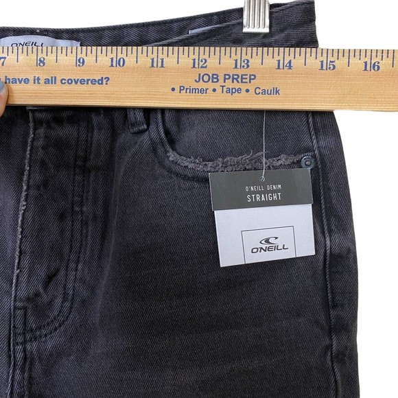O’NEILL  jeans women’ High Rise denim gray/black Flayed Straight Crop Sz#28 NWT - Picture 6 of 12